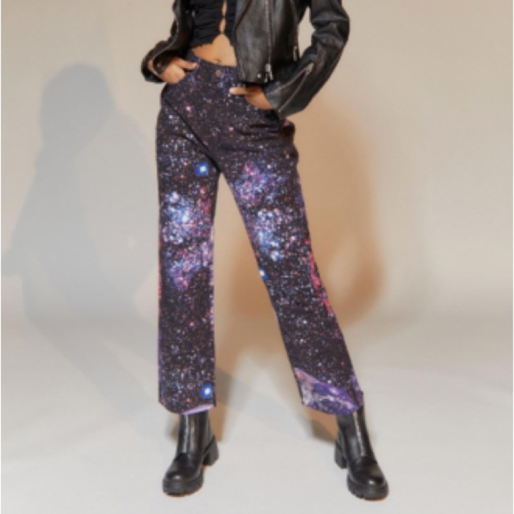 UO BDG High Waisted Cowboy Jeans Galaxy Universe Stars Print